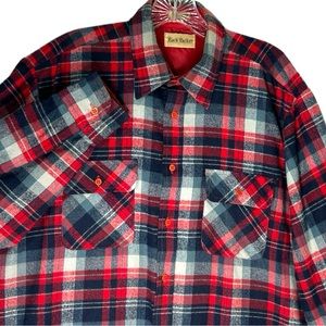 Vintage Back Packer Red & Blue‎ Plaid Flannel Shirt Jacket -Men’s Size Medium